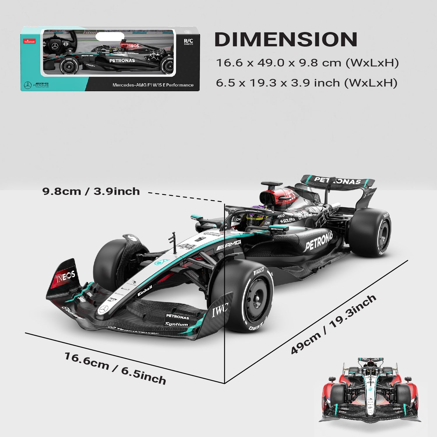 Mercedes-Benz F1 W15 EQ Performance 1/12 Scale Licensed Remote Control Toy Car, Official F1 Merchandise by Rastar
