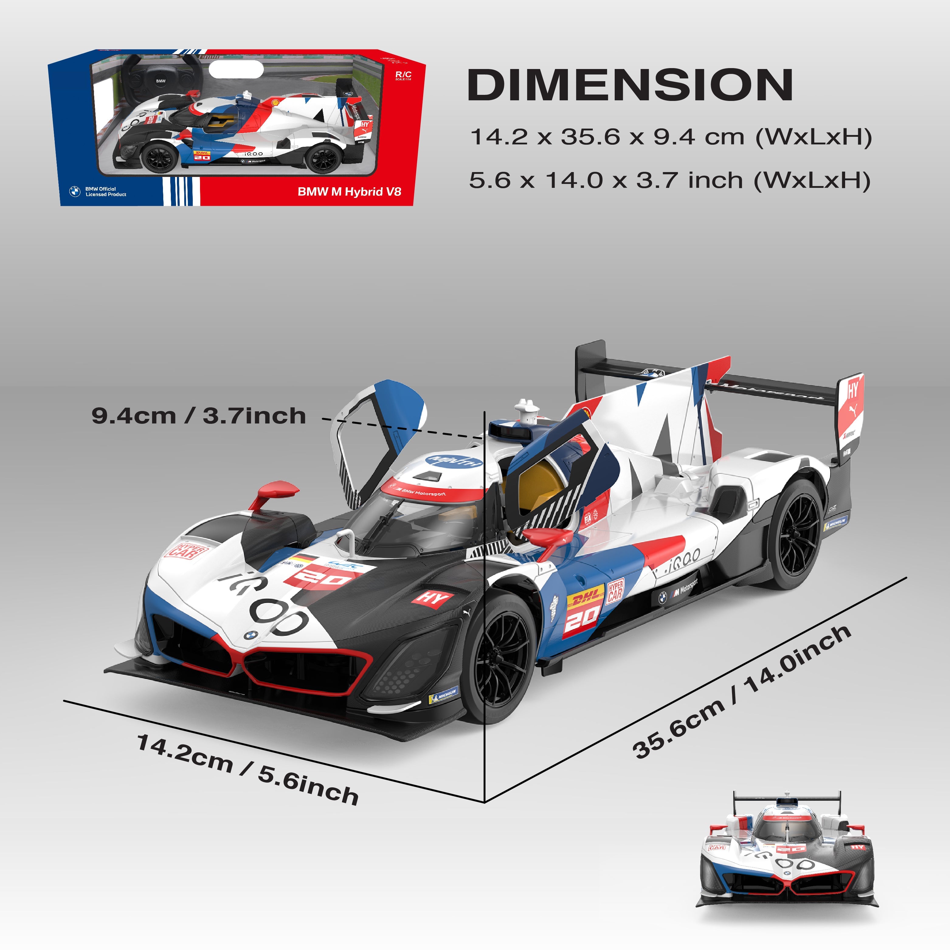 BMW M Hyrbid V8 RC Car 1/14 Scale Licensed Remote Control Toy Car by Rastar