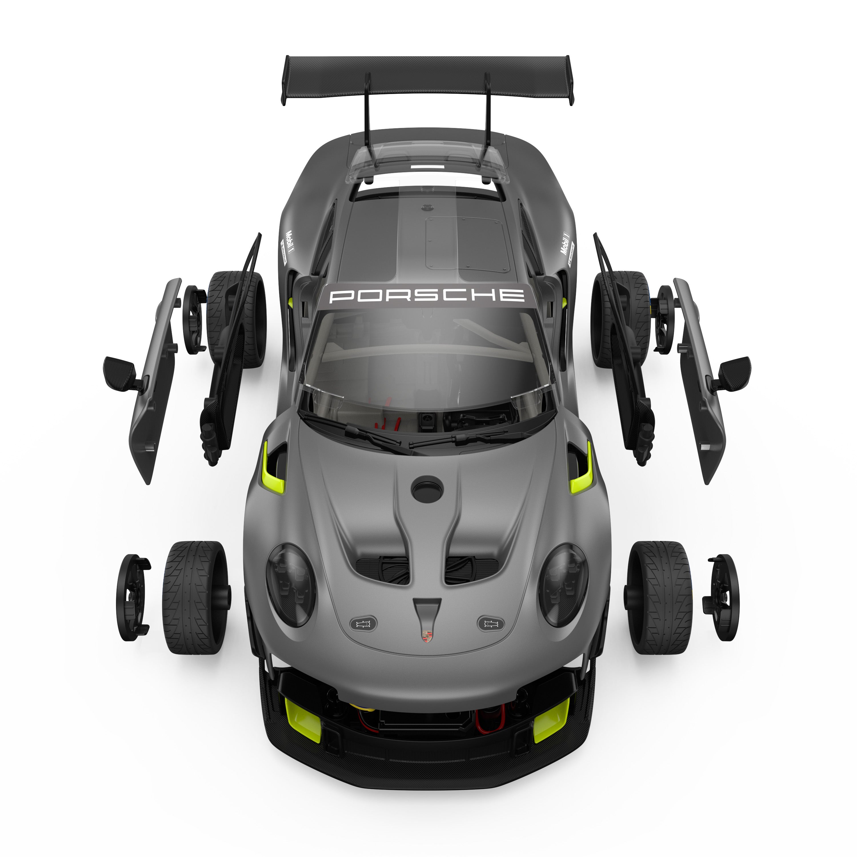 Porsche 911 GT2 RS Clubsport 25 1/18 Scale DIY Building Kit Licensed with Remote Control and Customization Stickers by Rastar, 68pcs