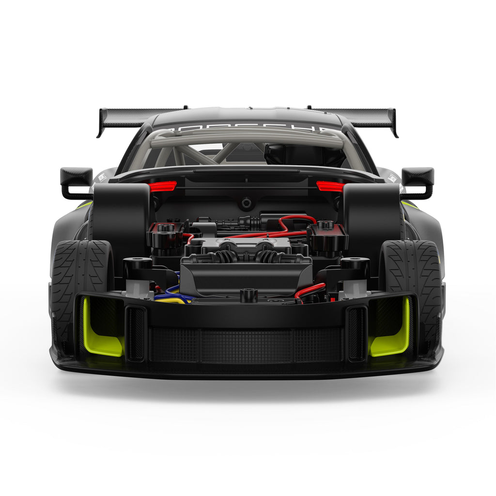 Porsche 911 GT2 RS Clubsport 25 1/18 Scale DIY Building Kit Licensed with Remote Control and Customization Stickers by Rastar, 68pcs