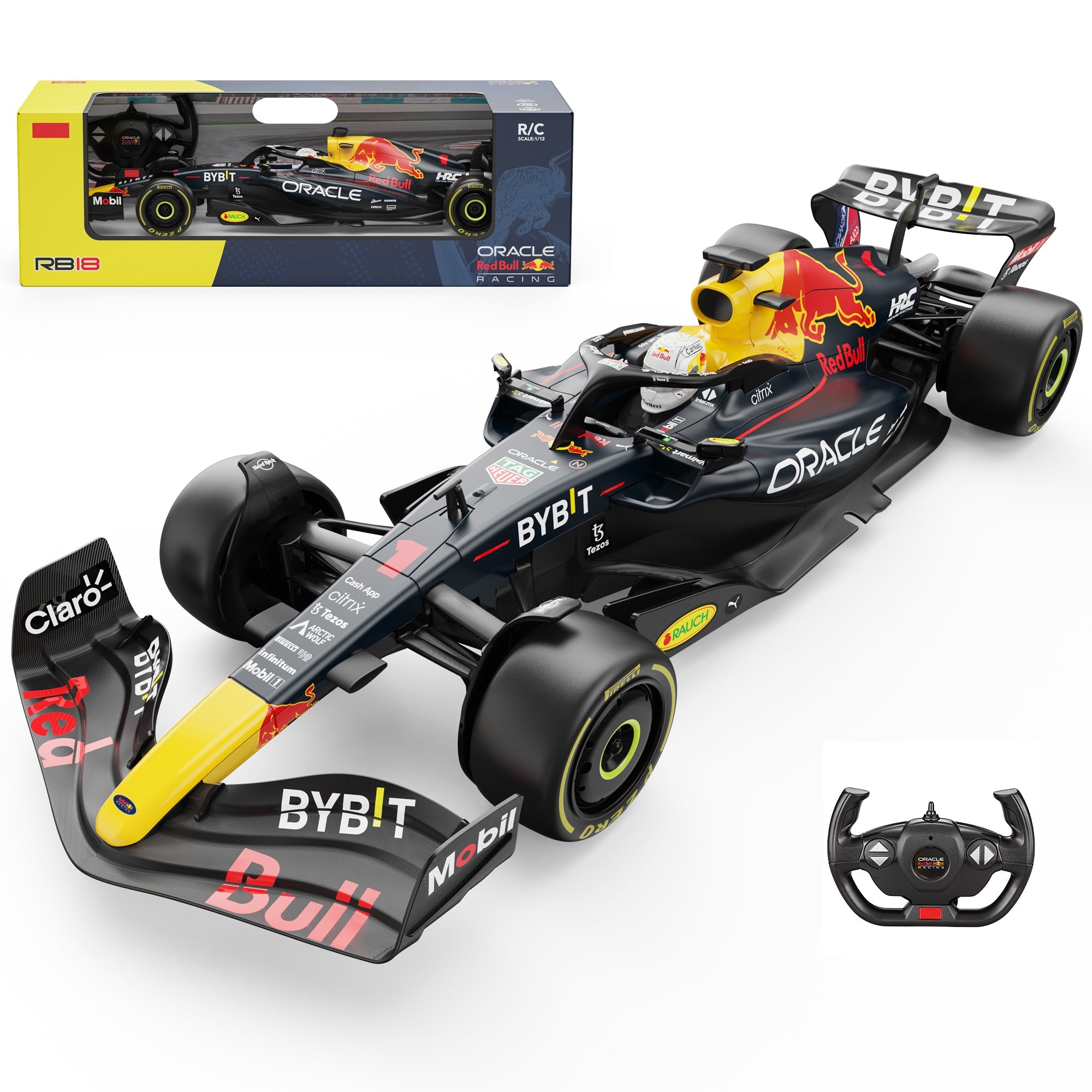 Oracle Red Bull Racing RB18 RC Car 1/12 Scale Licensed Remote Control Toy Car, Official F1 Merchandise by Rastar